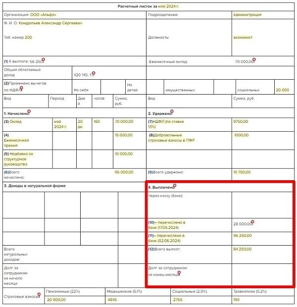 Образец расчетного листка заработной платы на 2024 год: бланк, форма